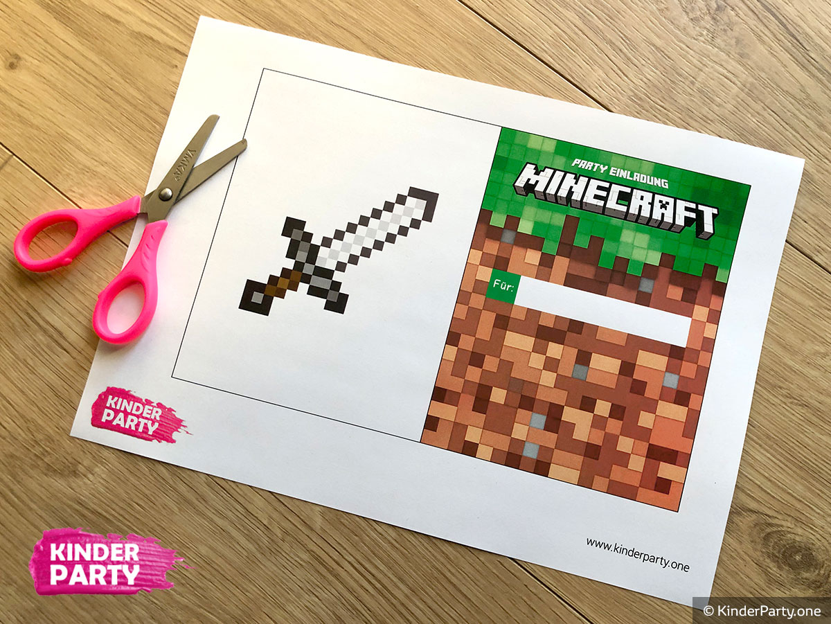 Druckbare Geburtstagskarte für Minecraft-Party
