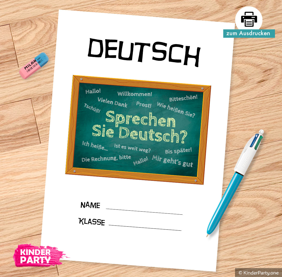 Selbstgebasteltes Deckblatt für deutsch Grammatik