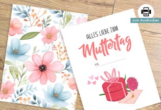 Muttertagskarten mit Blumen zum Ausdrucken