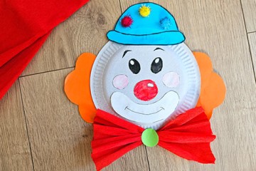 Clown aus Pappteller basteln – </br>DIY mit Vorlage