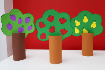 Wir basteln 3D Obstbäume mit den Kindern