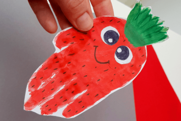 Bastelei für Kindergarten – Erdbeere aus dem Handabdruck