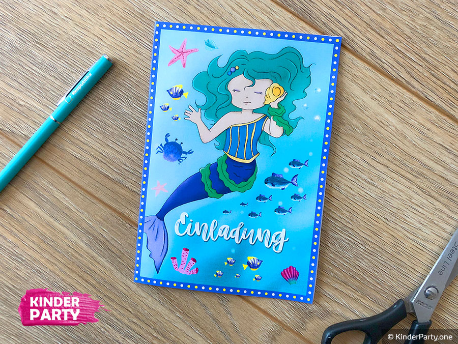 Kindergeburtstag Mädchen Meerjungfrau Einladungen sechste Geburtstag Junaversum 10 Einladungskarten zum 6