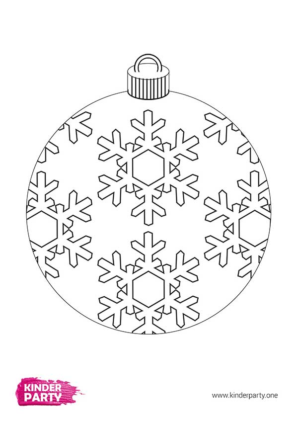 Weihnachtsbaumkugel mit Schneeflocken zum Ausdrucken